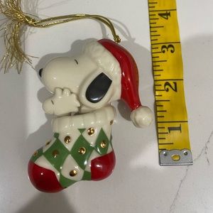 Lenox Peanuts Snoopy & Woodstock in Stocking Christmas Ornament